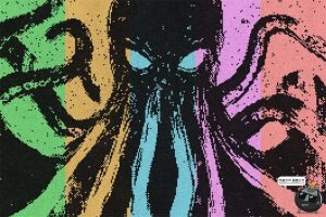 复古电脑图形8位像素化CRT屏幕蒸汽波半色调噪点特效PSD样机素材-设计猿