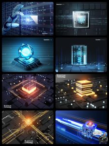 量子芯片科技机器人工智能信息技术科幻海报PSD源文件模板PS素材-设计猿