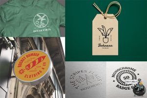 复古线条拼贴字母组合图标图形LOGO徽标徽章艺术贴纸AI矢量素材-设计猿