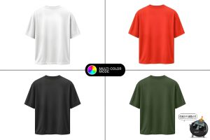 潮流大码oversize短袖T恤潮牌宽松印花图案效果图展示样机PSD素材-设计猿