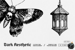 暗黑邪恶恐怖潮流复古像素马赛克低保真插图画PNG免抠AI矢量素材-设计猿