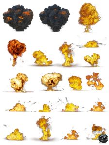 爆炸轰炸爆破黑烟火焰燃烧免扣PNG免抠图片特效后期合成用素材图-设计猿