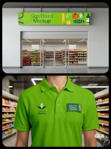 购物商场超市便利店生鲜品牌形象场景店铺vi贴图psd样机模板素材-设计猿