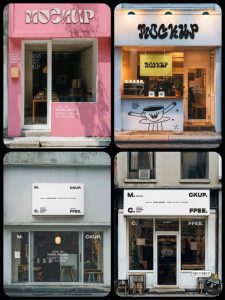 户外咖啡奶茶店铺招牌玻璃橱窗logo窗户贴纸贴图展示PSD样机素材-设计猿