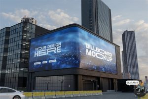 户外城市商场巨幅裸眼3D显示屏广告牌宣传海报样机PSD模板ps素材-设计猿