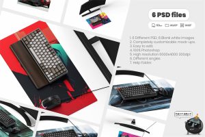 电竞游戏桌面鼠标垫台式桌垫印花图案展示效果图PSD模板样机素材-设计猿