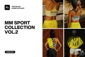 健身运动体育内衣背心T恤单肩包水壶穿搭展示效果图PSD样机素材-设计猿