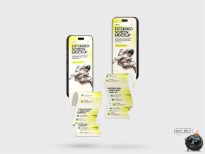 手机屏幕iPhone16Pro长卷轴长页面长图效果图展示样机PSD模板素材-设计猿