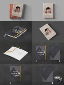 笔记本记事本日记本子封面效果图展示PSD智能贴图样机模板ps素材-设计猿