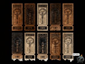 复古票据邮票邮戳门票票根做旧手账PNG免抠素材图-设计猿