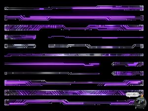 霓虹紫光分割线赛博朋克科技电路风边框PNG素材图-设计猿