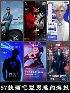 酒吧KTV型男之夜商务邀约海报设计素材商业宣传招聘广告PSD模板-设计猿