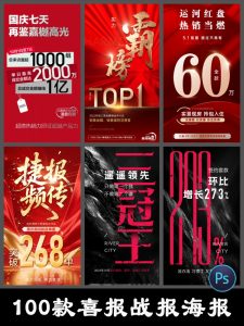 喜报战报海报地产银行金融机构设计素材商务宣传风格PSD源文件-设计猿