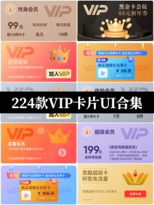 炫彩渐变VIP尊贵UI会员卡VIP升级用户等级Sketch/Xd设计素材模板-设计猿