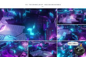 赛博朋克风抽象技术科技主机电路板霓虹背景底纹场景JPG图片素材-设计猿