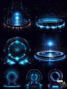 未来科技感赛博游戏透明质感传送阵产品底座图案PSD模板分层素材-设计猿