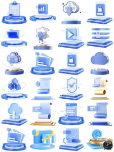 高清3D立体科技科幻技术玻璃质感图标标志图形图案PNG免抠素材图-设计猿