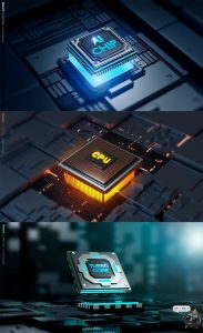 未来科幻AI人工智能CPU芯片主视觉科技海报PSD分层源文件模板素材-设计猿