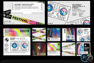 音乐节艺术节门票物料炫彩渐变海报排版banner页面PSD素材源文件-设计猿