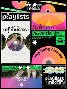 潮流音乐节撞色风格演出演唱会海报Banner横幅PSD排版模板ps素材-设计猿