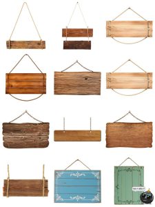 法式古典挂式木牌指示路牌信息告示栏牌边框手绘元素PNG免抠素材-设计猿