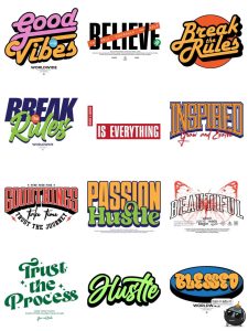 潮流美式简约风字母单词短袖T恤服装印花烫画PNG图案AI矢量素材-设计猿