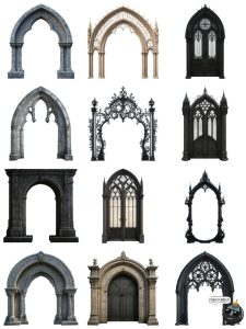 复古欧式古典哥特风窗户拱门免抠装饰cos美工后期图案PNG免抠素材-设计猿