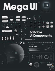 未来科技时尚音乐游戏拟物按钮控制器仪表盘UI界面PSD分层素材图-设计猿