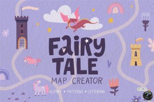 趣味卡通儿童童话魔法世界扁平化插图插画图案AI矢量PNG手账素材-设计猿