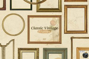 复古老式木质金属镀金矩形椭圆相框边框美工手账PNG免抠图片素材-设计猿