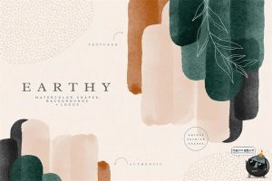 侘寂大地色自然优雅时尚水彩绘画水墨元素装饰艺术PNG图片素材-设计猿