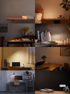 高清夜晚桌面室内家居卧室书桌产品灯光场景海报背景JPG图片素材-设计猿