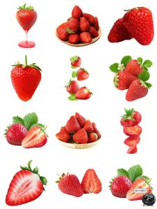 草莓素材 水果切面新鲜食材果汁茶饮广告海报装饰元素PNG免抠图片-设计猿