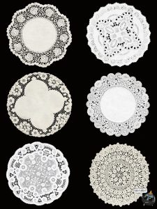 圆形蕾丝花边白色丝网花图案美工手账剪贴元素PNG免抠图片素材-设计猿