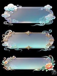 古风淡雅UI标题框玉石条框二次元游戏风格PSD素材-设计猿