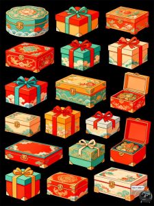 【原创可商用】国潮礼盒手绘风仿古元素喜庆包装立体PSD模板素材-设计猿